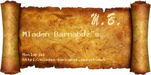 Mladen Barnabás névjegykártya